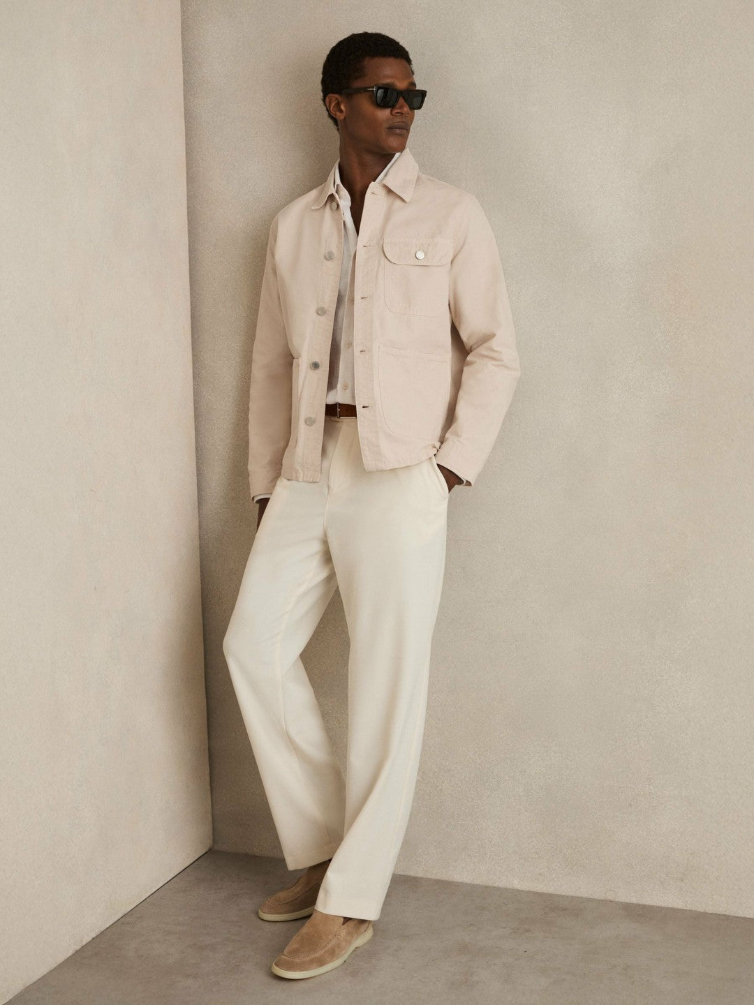 Cotton Worker Jacket in Stone | Reiss Men Recommended