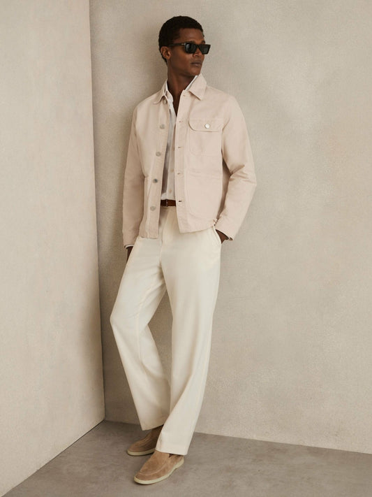 Cotton Worker Jacket in Stone | Reiss Men Recommended