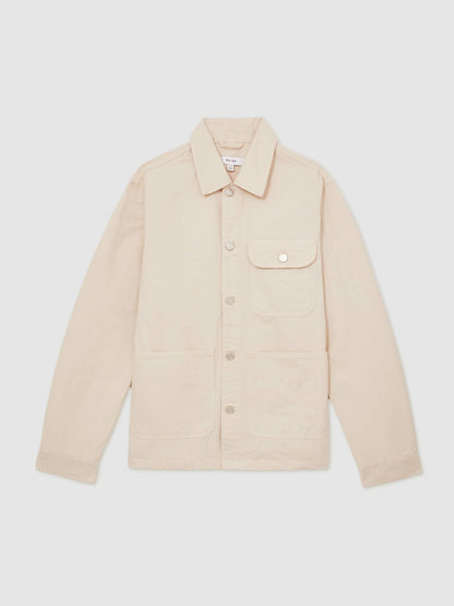 Cotton Worker Jacket in Stone | Reiss Men Recommended