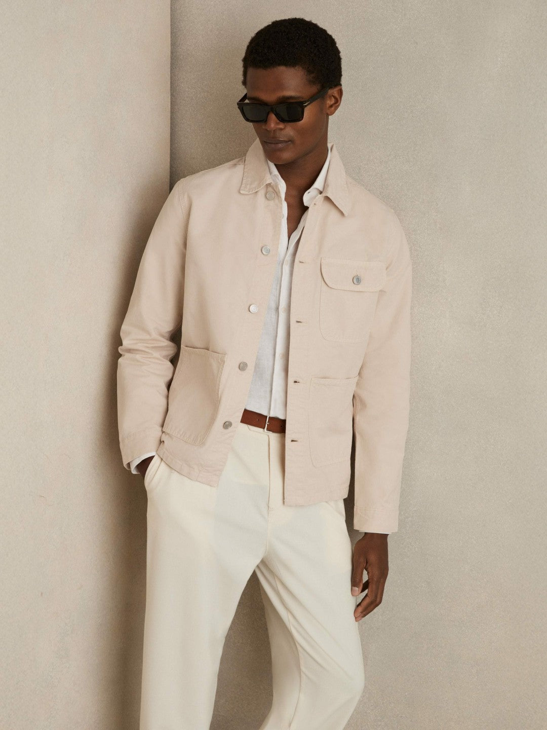 Cotton Worker Jacket in Stone | Reiss Men Recommended