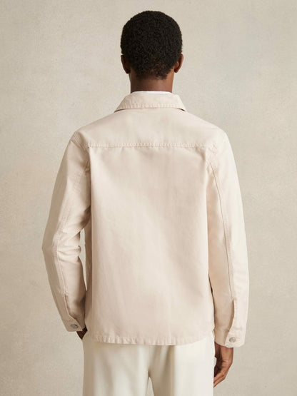Cotton Worker Jacket in Stone | Reiss Men Recommended