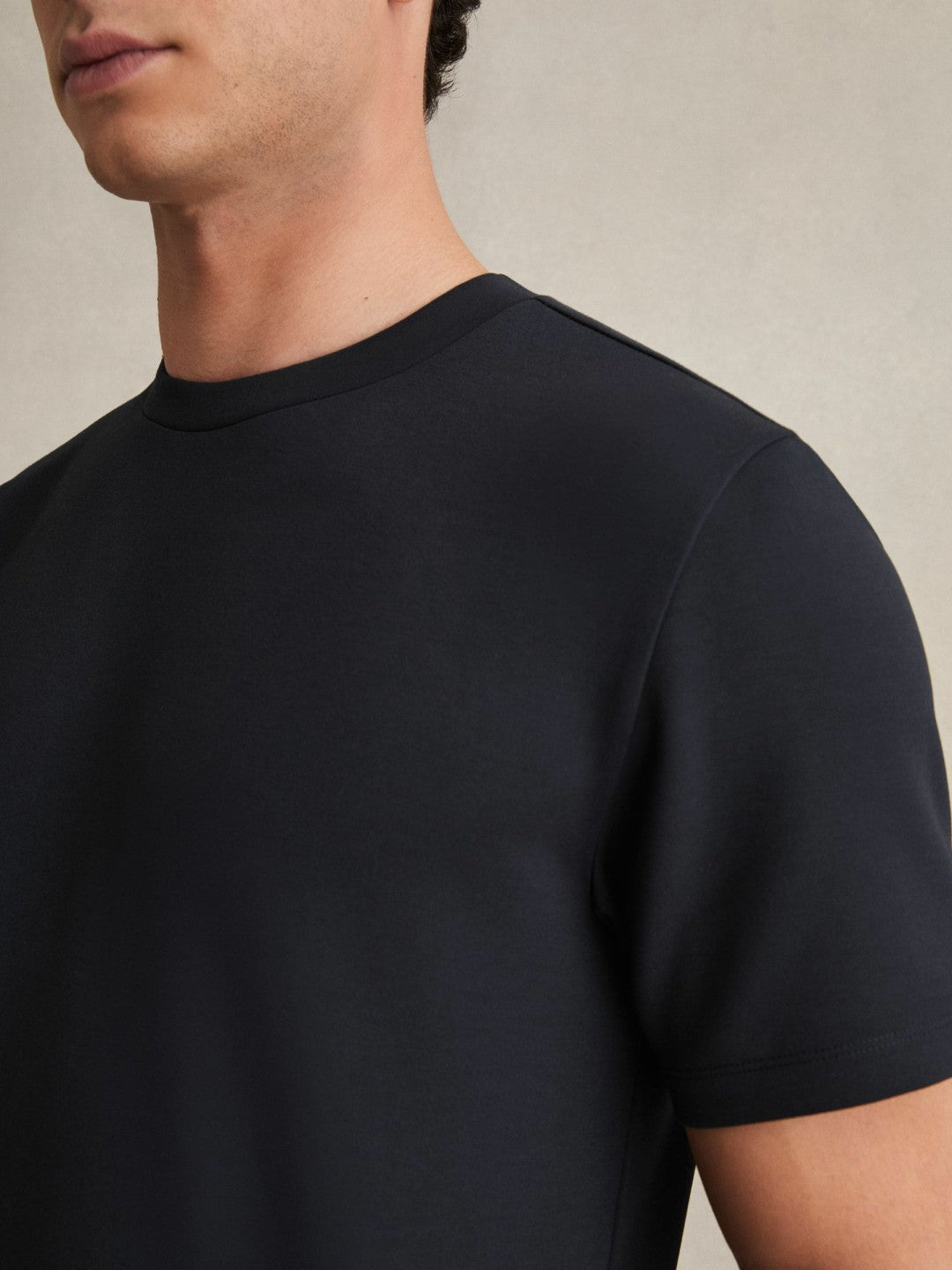 Interlock Jersey Crew Neck T-Shirt in Navy Blue | Reiss Men Recommended