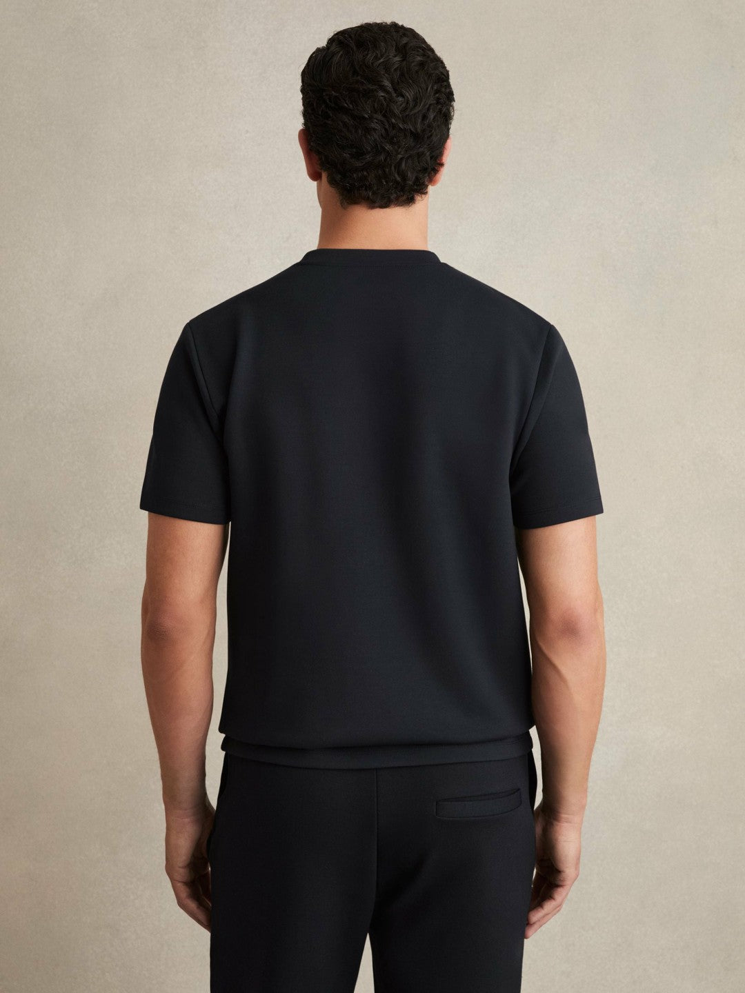 Interlock Jersey Crew Neck T-Shirt in Navy Blue | Reiss Men Recommended