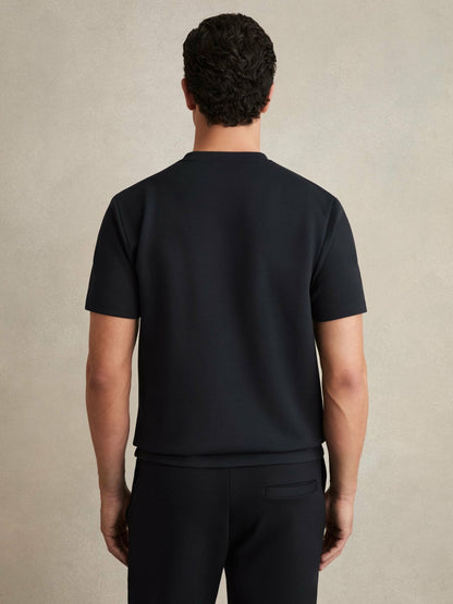 Interlock Jersey Crew Neck T-Shirt in Navy Blue | Reiss Men Recommended