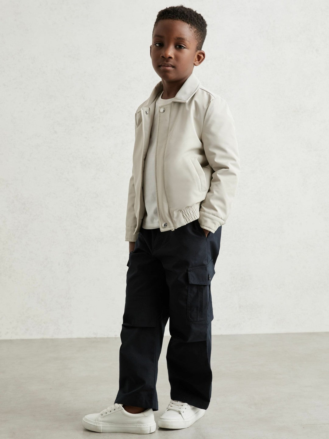 Zip-Through Harrington Jacket in Stone | Reiss Children & Baby Popular