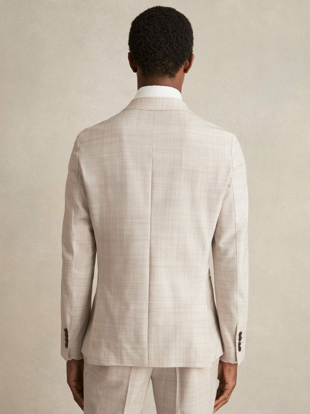 Double-Breasted Check Suit Blazer Regular-Fit in Stone | Reiss Men Trending