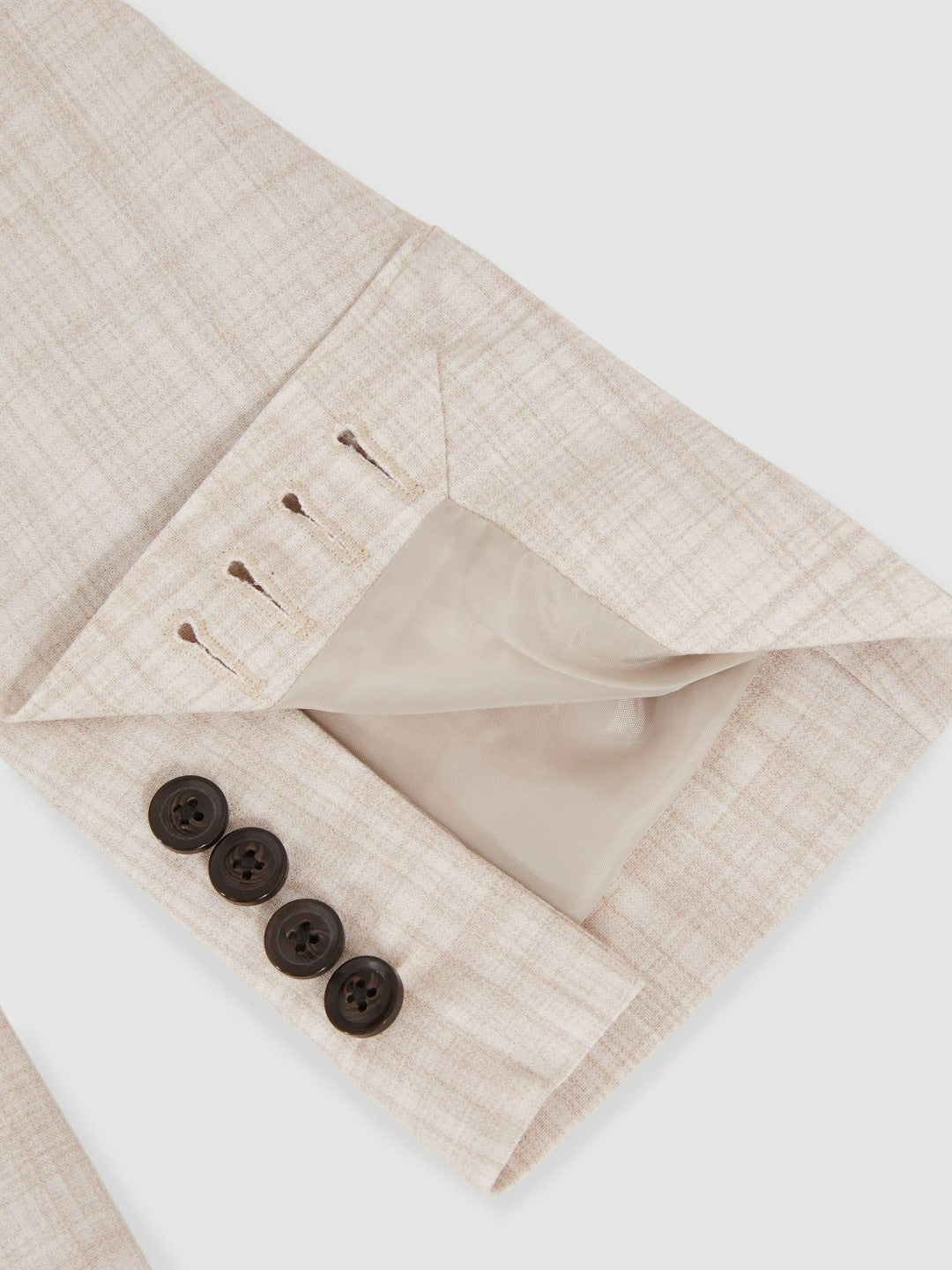 Double-Breasted Check Suit Blazer Regular-Fit in Stone | Reiss Men Trending