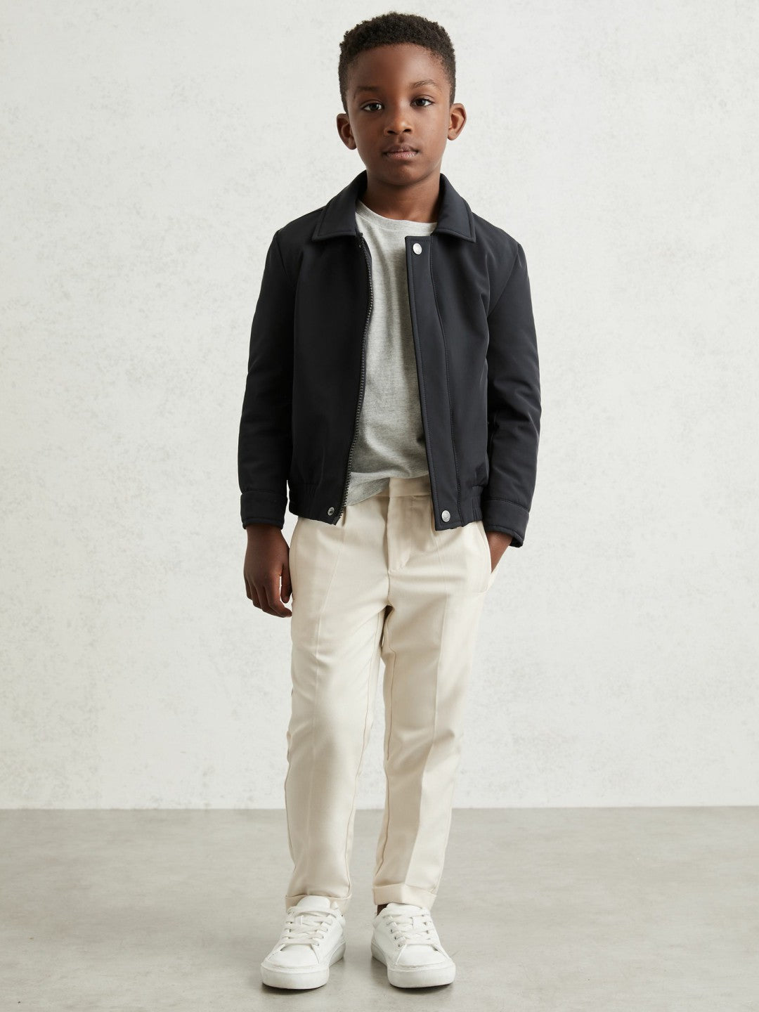 13-14 yrs Zip Through Harrington Jacket in Blue | Reiss Children & Baby Featured