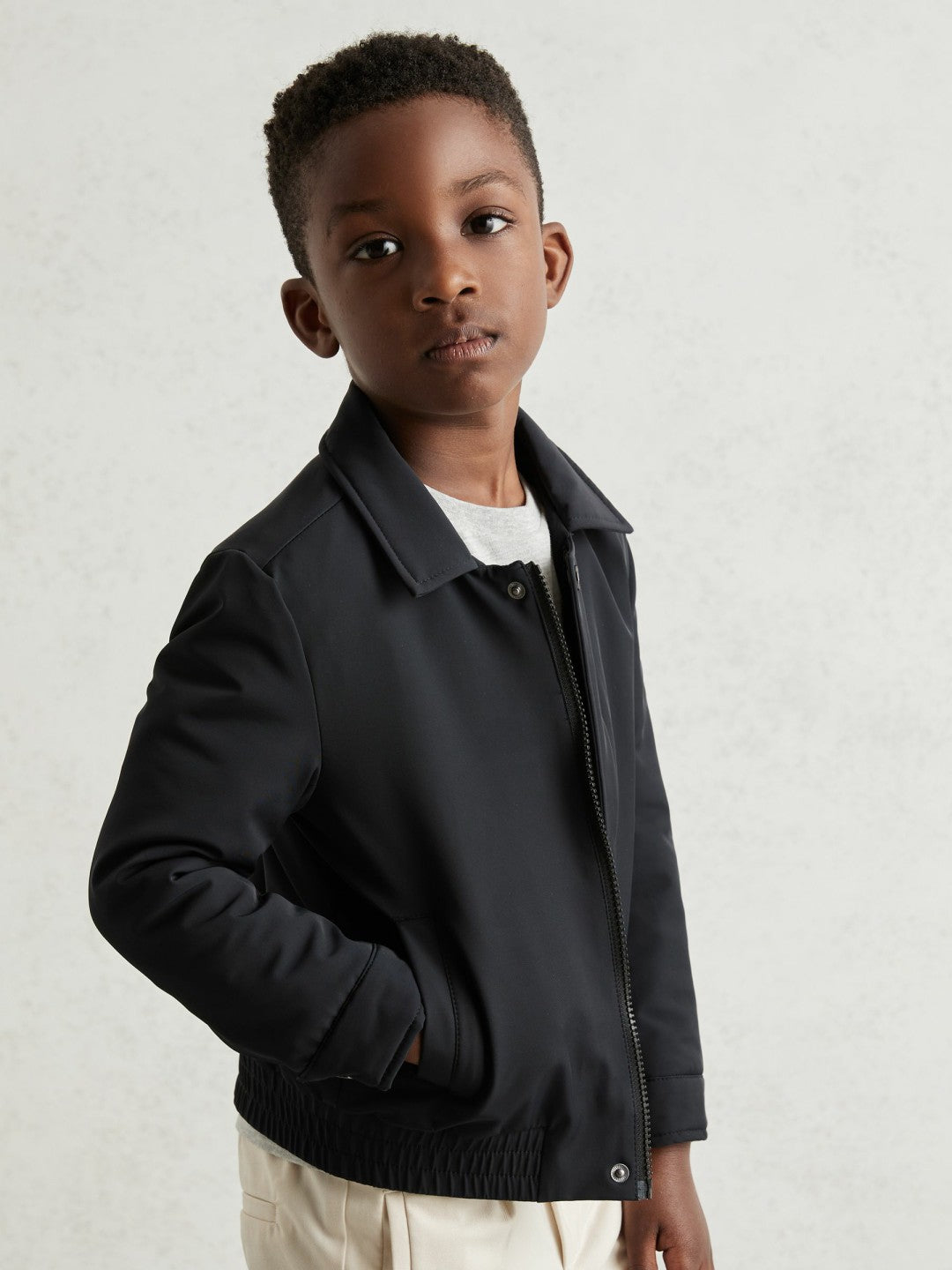 13-14 yrs Zip Through Harrington Jacket in Blue | Reiss Children & Baby Featured