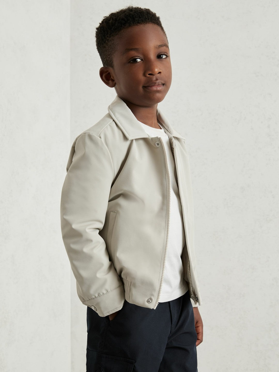 13-14 yrs Zip Through Harrington Jacket in Natural | Reiss Children & Baby New