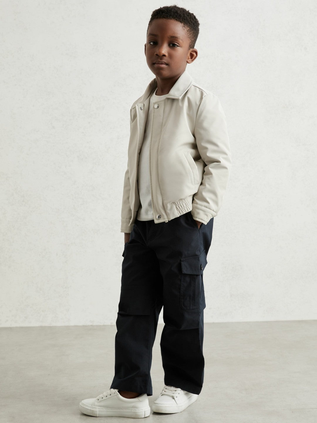 13-14 yrs Zip Through Harrington Jacket in Natural | Reiss Children & Baby New