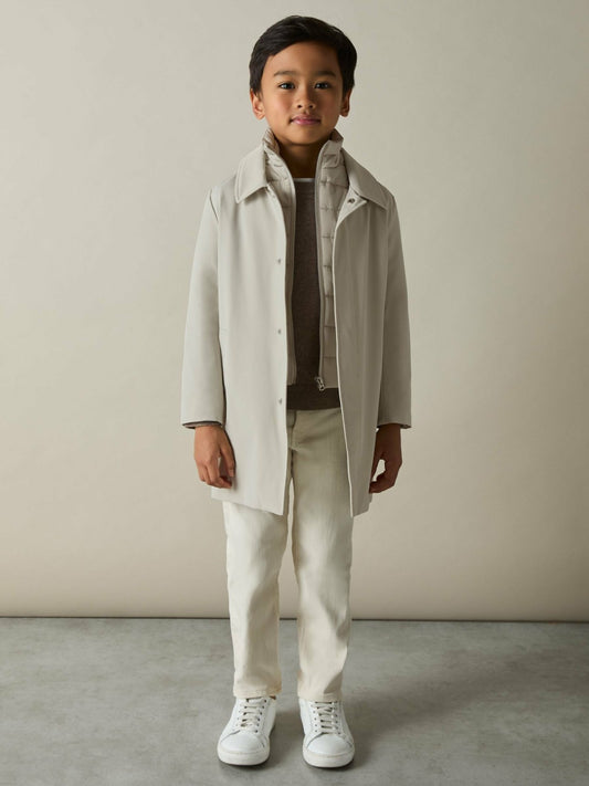 9-13 yrs Gabardine Coat with Removable Gilet in Stone | Reiss Children & Baby Best Seller