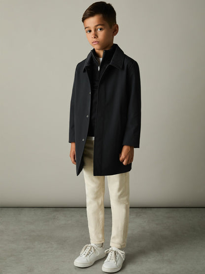 3-9 yrs Gabardine Coat with Removable Gilet in Navy | Reiss Children & Baby Premium