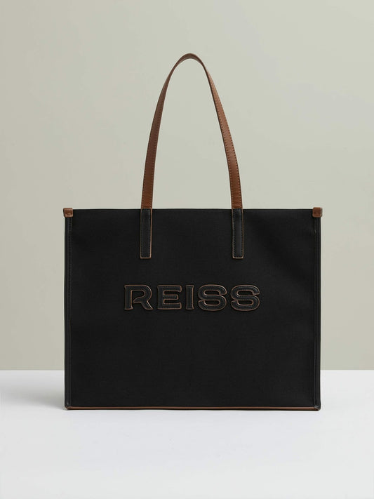 Canvas Logo Tote Bag in Black | Reiss Women Popular