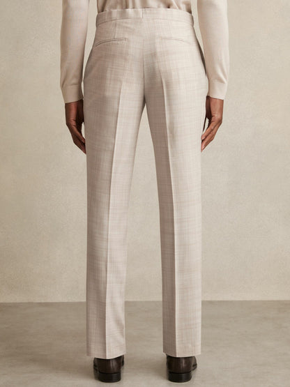 Check Regular-Fit Suit Trousers in Stone | Reiss Men Featured