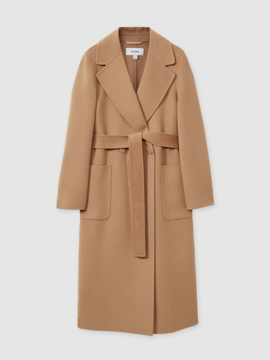 Petite Wool Blend Double Breasted Blindseam Coat in Light Camel | Reiss Women Exclusive
