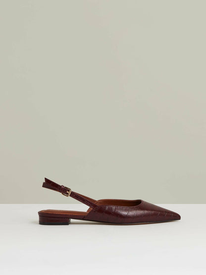 Leather Slingback Ballerina Pumps in Oxblood | Reiss Women Signature