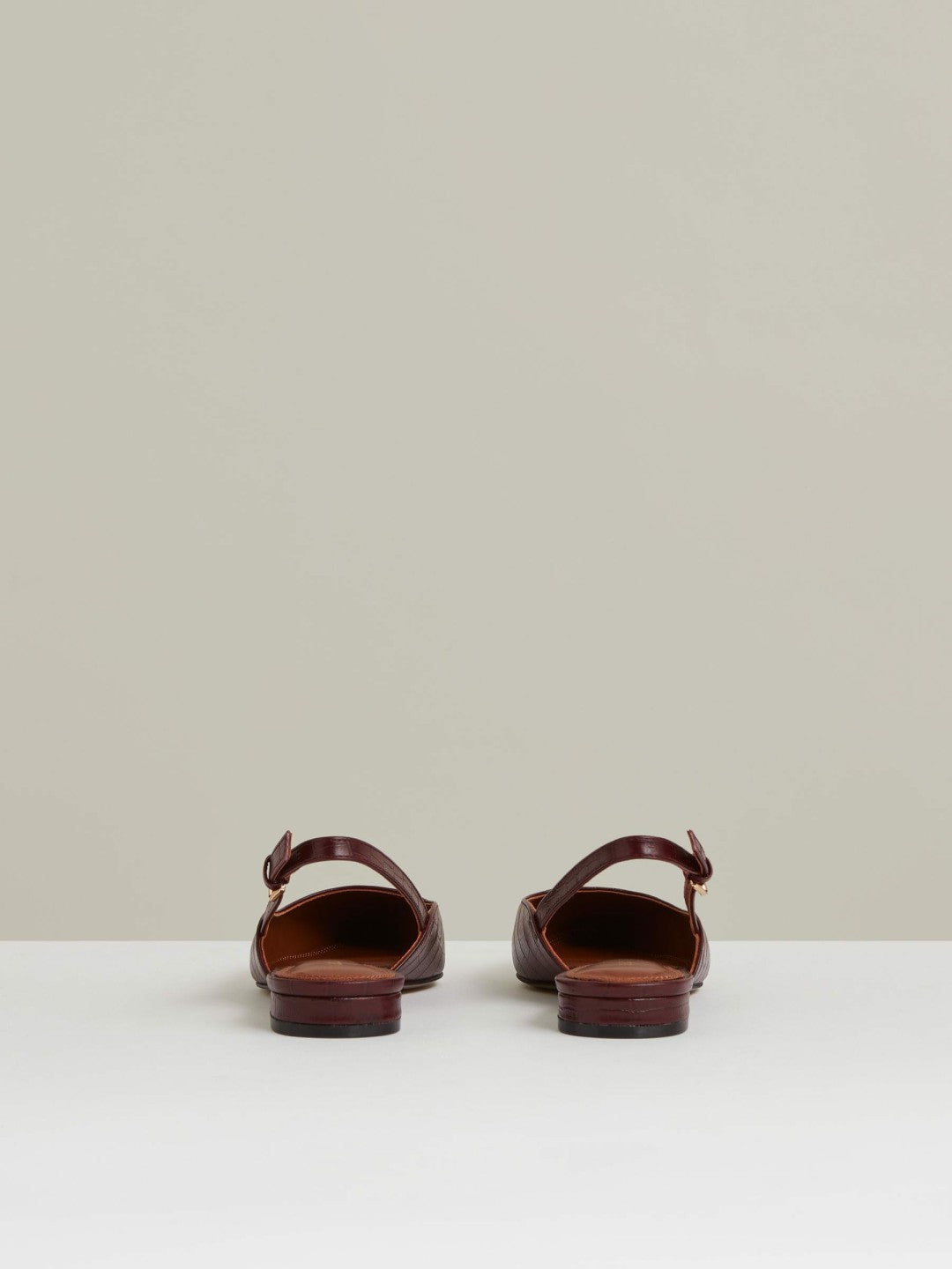 Leather Slingback Ballerina Pumps in Oxblood | Reiss Women Signature