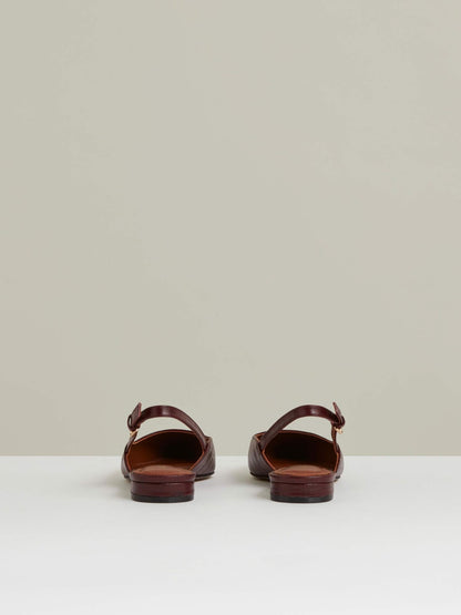 Leather Slingback Ballerina Pumps in Oxblood | Reiss Women Signature