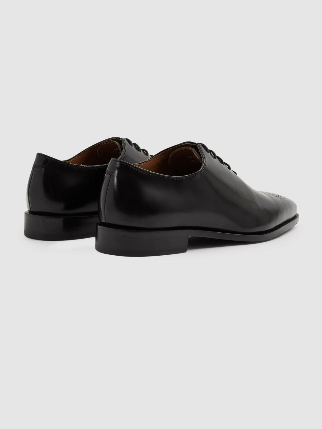 Leather Brogue Detail Lace-Up Shoes in Black | Reiss Men Recommended