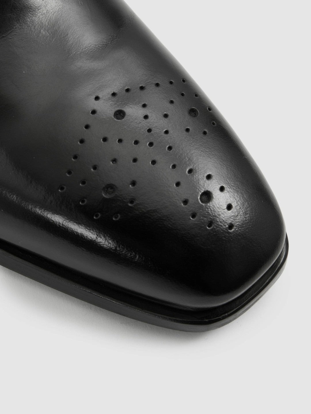 Leather Brogue Detail Lace-Up Shoes in Black | Reiss Men Recommended