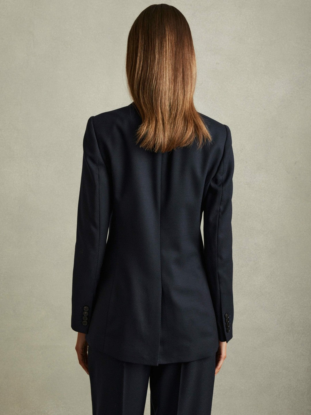 Textured Single Breasted Suit Blazer in Navy | Reiss Women Popular