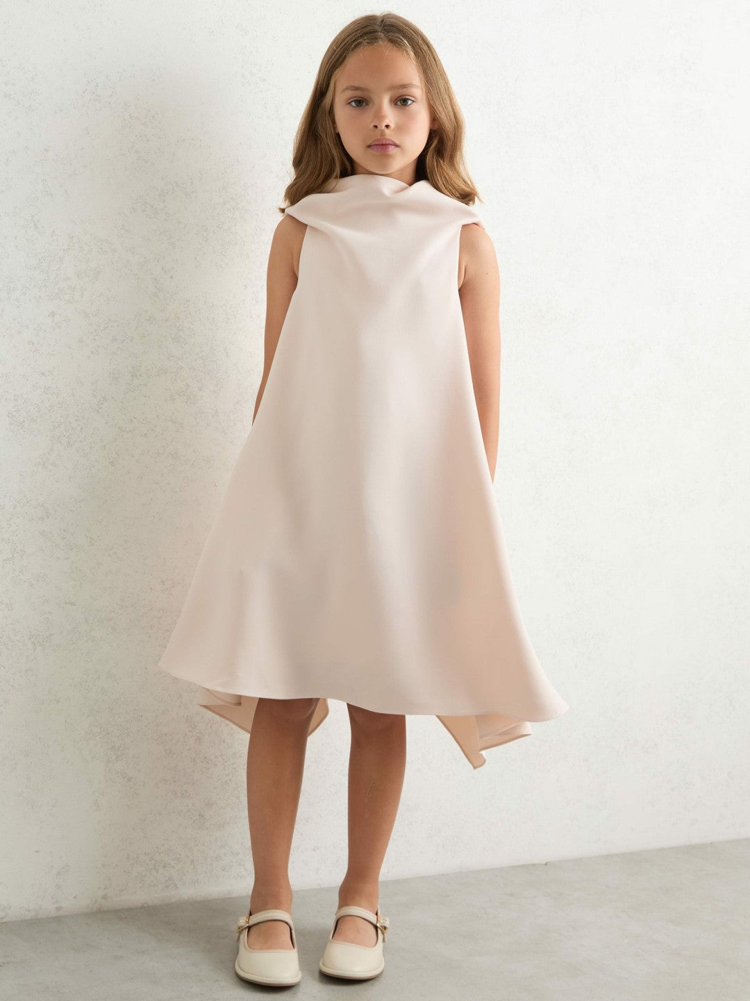 3-9 yrs High-Neck Drape Back Dress in Pink | Reiss Children & Baby Recommended