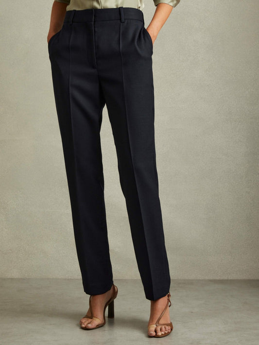Textured Slim Fit Suit Trousers in Navy | Reiss Women Popular