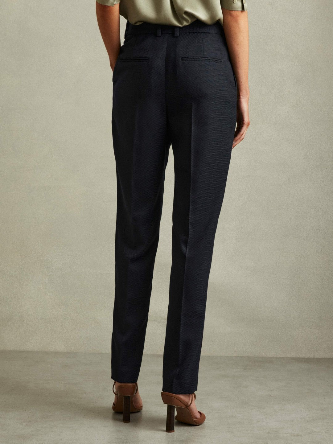 Textured Slim Fit Suit Trousers in Navy | Reiss Women Popular