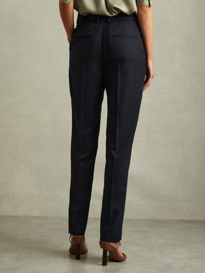 Textured Slim Fit Suit Trousers in Navy | Reiss Women Popular