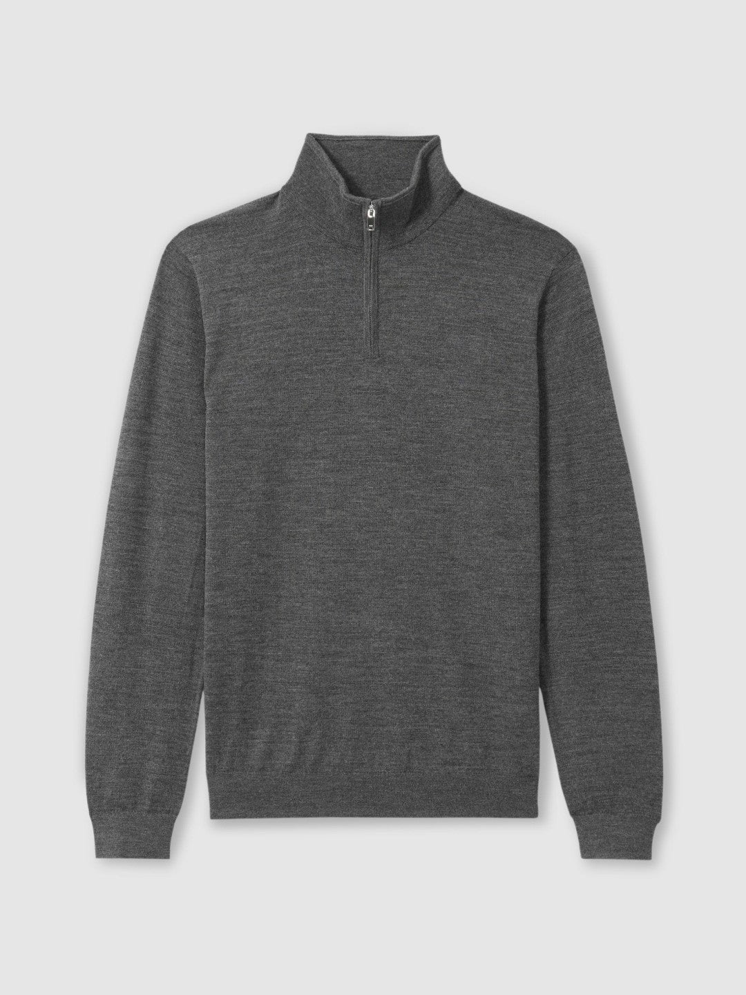 Merino Wool Half-Zip Jumper in Derby Grey Marl | Reiss Men Trending
