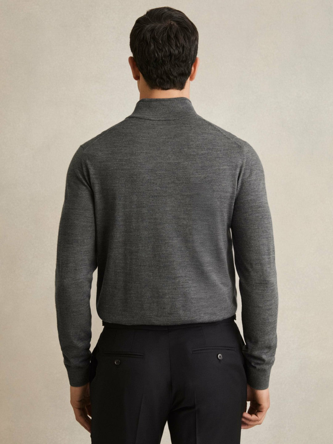 Merino Wool Half-Zip Jumper in Derby Grey Marl | Reiss Men Trending