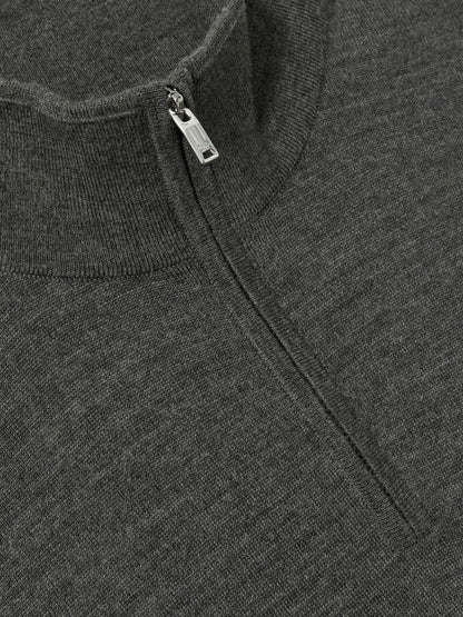 Merino Wool Half-Zip Jumper in Derby Grey Marl | Reiss Men Trending
