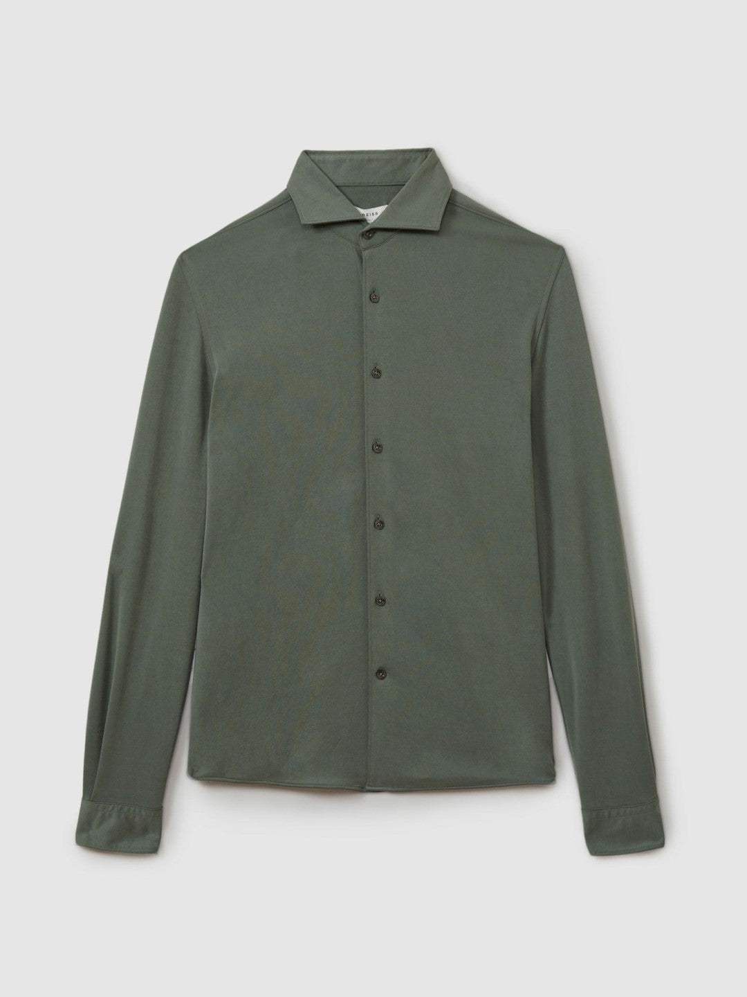 Modal Blend Cutaway Collar Shirt in Green Smoke | Reiss Men Signature