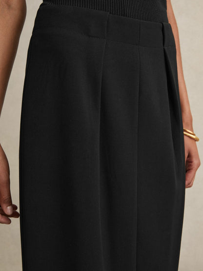 Petite Tailored Midi Suit Skirt in Black | Reiss Women Trending