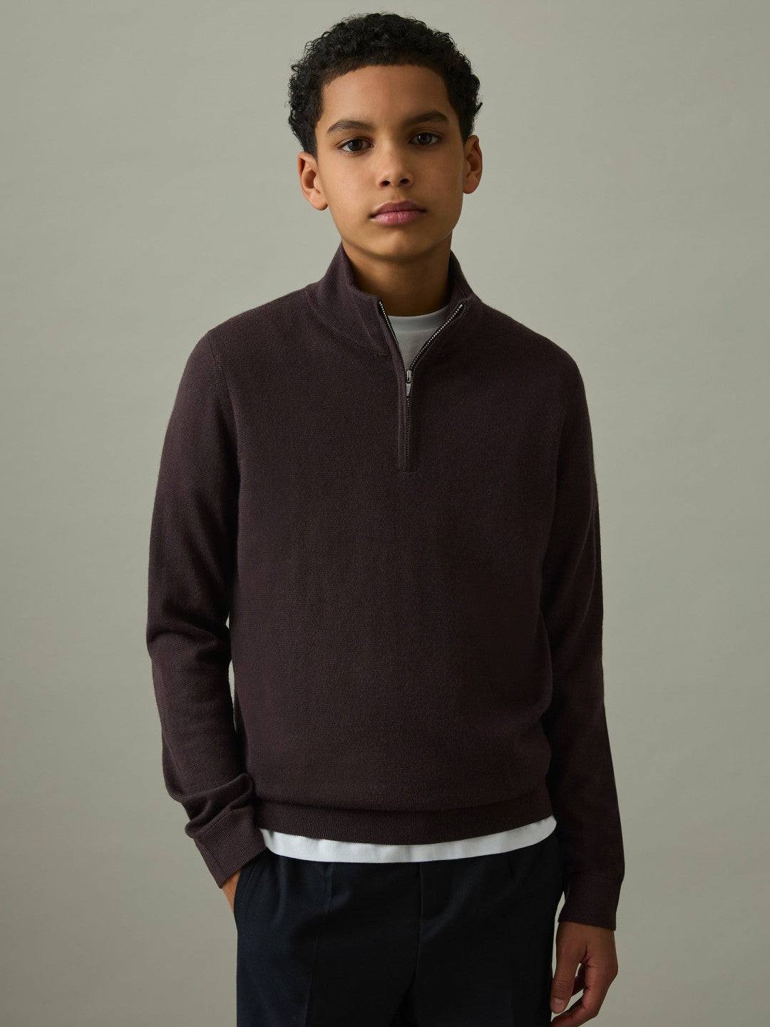 3-9 yrs Two Pack Of Merino Wool Zip-Neck Jumpers in Navy/Dark Bordeaux | Reiss Children & Baby Best Seller
