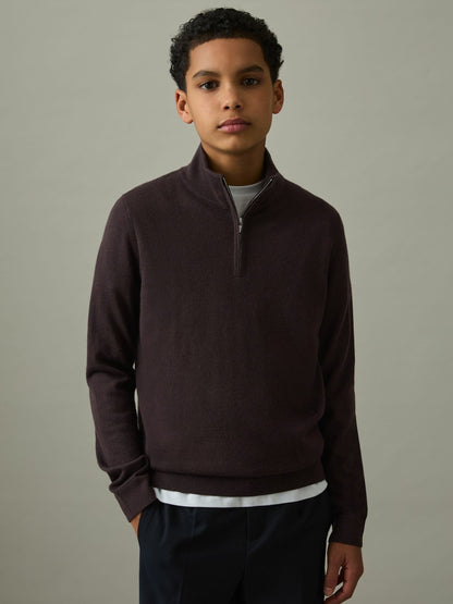 3-9 yrs Two Pack Of Merino Wool Zip-Neck Jumpers in Navy/Dark Bordeaux | Reiss Children & Baby Best Seller