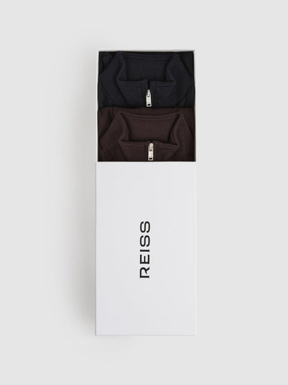 9-13 yrs Two Pack Of Merino Wool Zip-Neck Jumpers in Navy/Dark Bordeaux | Reiss Children & Baby Trending