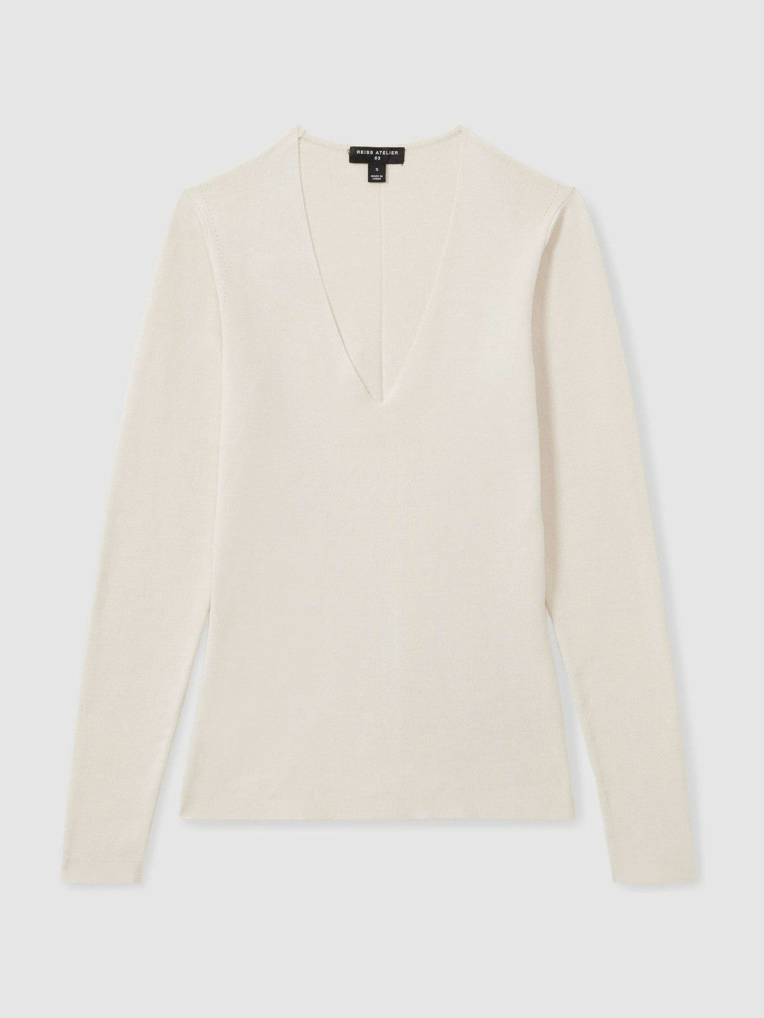 Atelier Knitted Silk-Blend Top in Off White | Reiss Women Exclusive