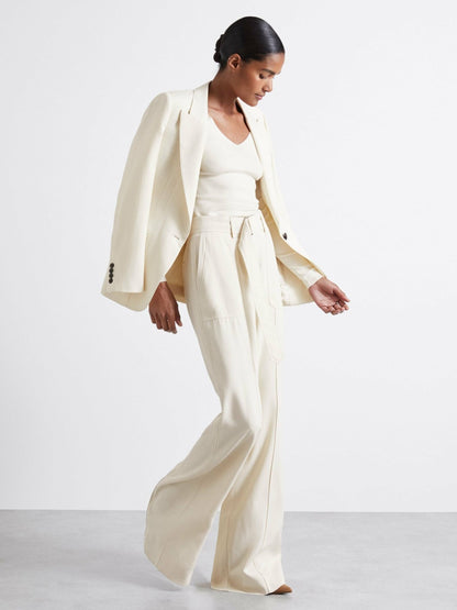 Atelier Knitted Silk-Blend Top in Off White | Reiss Women Exclusive