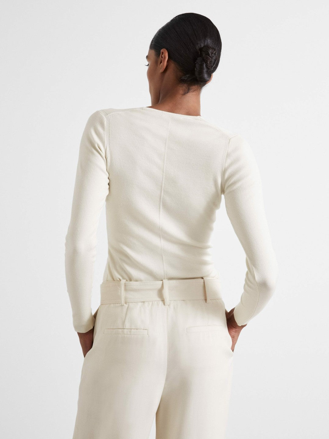 Atelier Knitted Silk-Blend Top in Off White | Reiss Women Exclusive