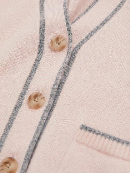 9-13 yrs Wool-Blend Stripe-Detail Cardigan With Cashmere in Pink | Reiss Children & Baby Signature