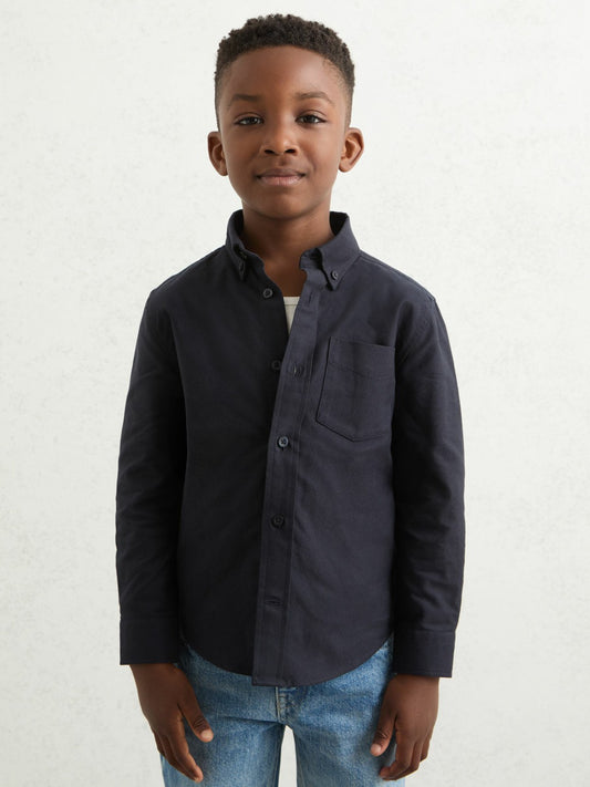 3-9 yrs Button Down Oxford Shirt in Navy | Reiss Children & Baby Exclusive