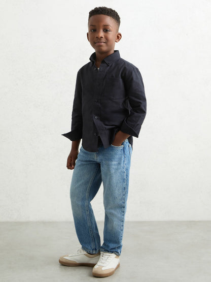 3-9 yrs Button Down Oxford Shirt in Navy | Reiss Children & Baby Exclusive