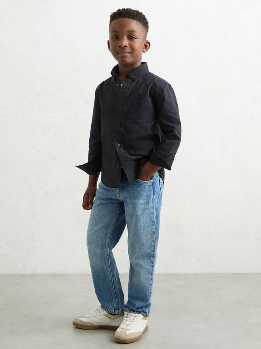 9-13 yrs Button Down Oxford Shirt in Navy | Reiss Children & Baby Best Seller