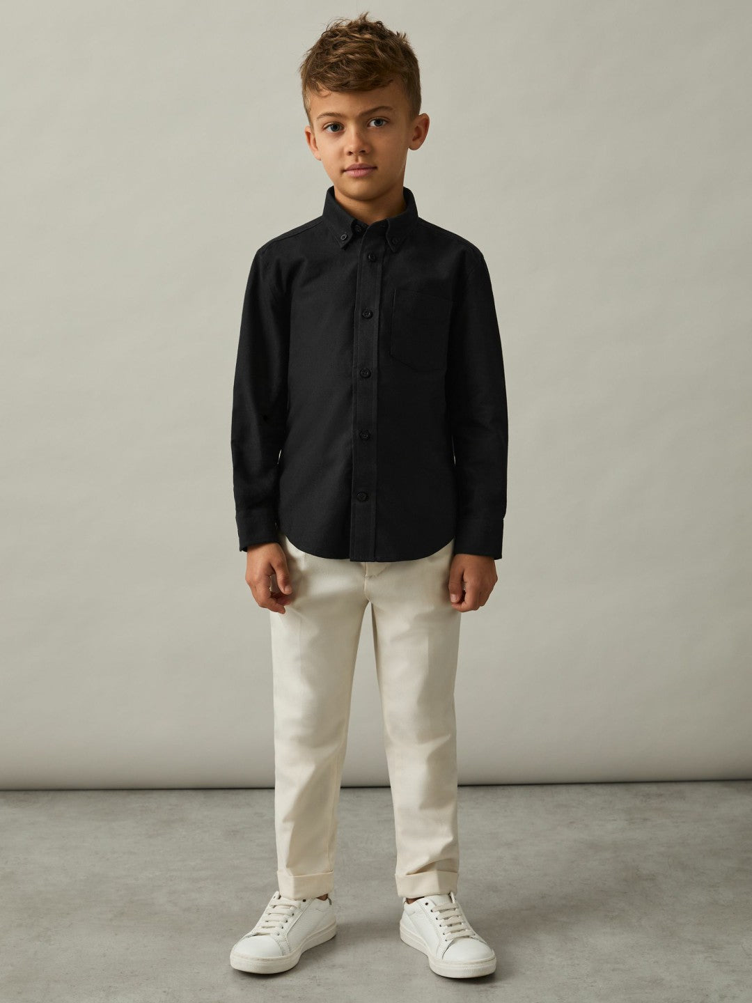 3-9 yrs Button Down Oxford Shirt in Black | Reiss Children & Baby New
