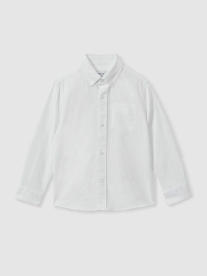 9-13 yrs Button Down Oxford Shirt in White | Reiss Children & Baby Recommended