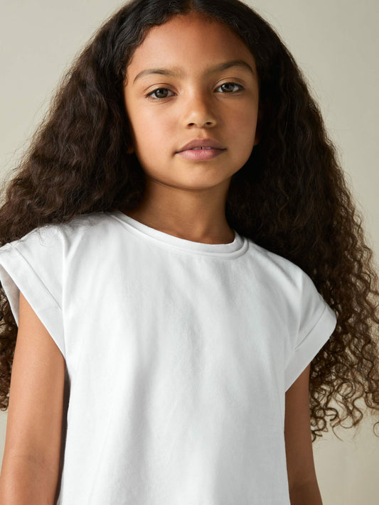 9-13 yrs Cotton-Jersey Cropped T-Shirt in White | Reiss Children & Baby Premium