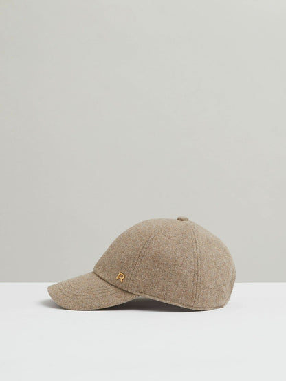 Wool Blend Flannel Baseball Cap in Taupe | Reiss Women Premium