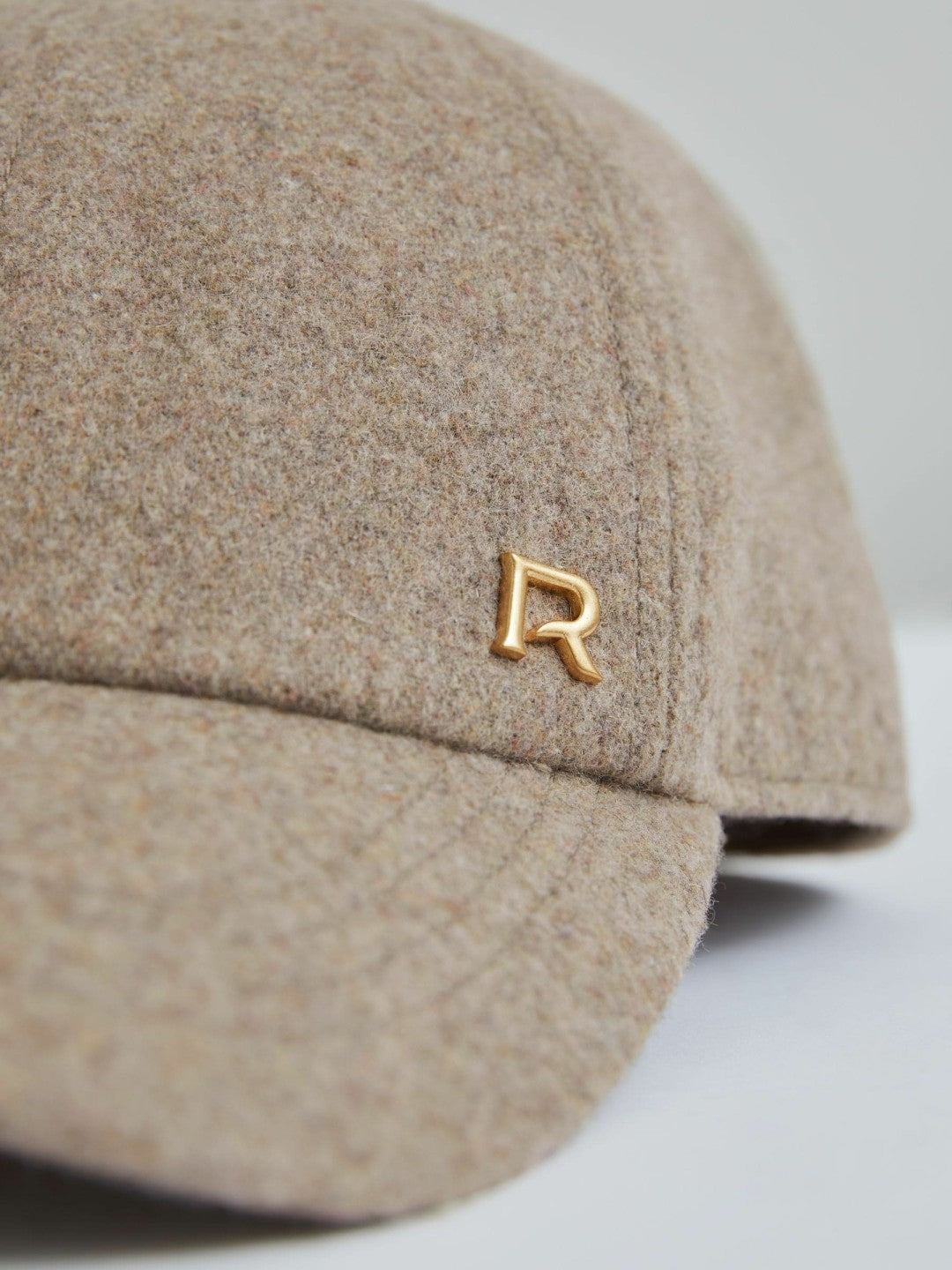 Wool Blend Flannel Baseball Cap in Taupe | Reiss Women Premium